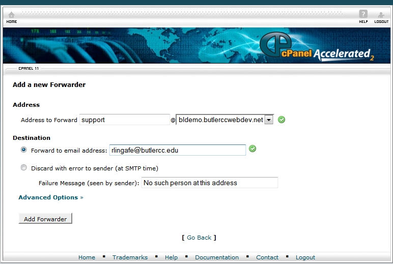 Email: Add Forwarder