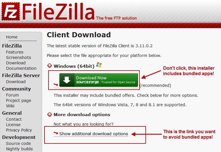 Do Not click Download Now button. Click Show additional download options.