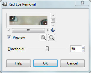 Red Eye Removal dialog box